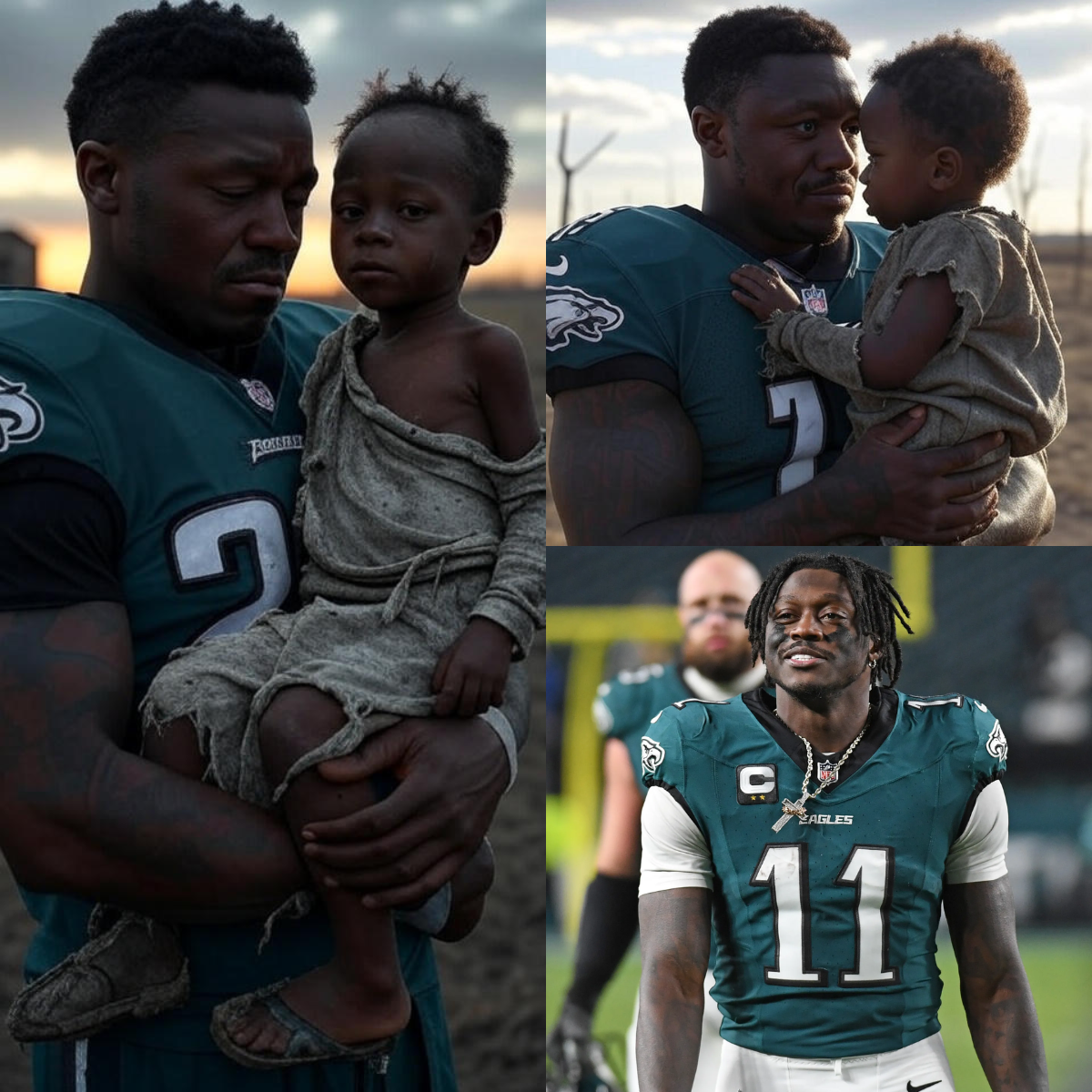 BREAKING NEWS: A. J. Brown, Philadelphia Eagles star has appeared in Texas to adopt a 3-year-old baby whose mother and father were swept away in the recent terrible flood. When he saw the baby’s picture on social media, he immediately flew to Texas on a private plane and what he did next left everyone stunned-vut