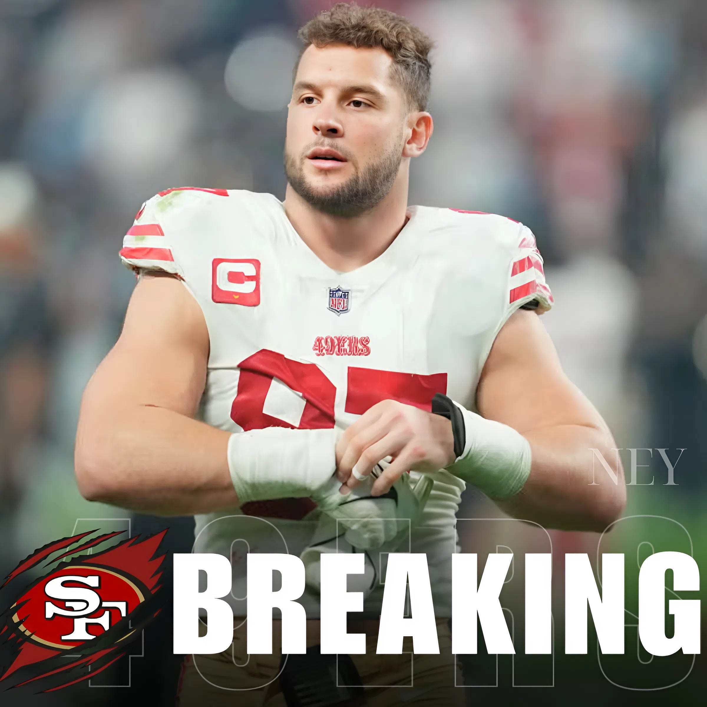BREAKING: Nick Bosa Turns Down $15M From Defense Contractor — “I Can’t Profit Off War.” In an unprecedented move, 49ers star Nick Bosa has refused a jaw-dropping $15 million endorsement deal from a weapons manufacturer with ties to global conflict. “I’ve seen the stories, I’ve met the veterans, and I won’t profit off pain,” Bosa declared. The news spread like wildfire, with the Faithful praising him for making a stand that transcends football. “This is bigger than sacks or stats,” one fan wrote. “Bosa just proved what real strength looks like.”... - ney
