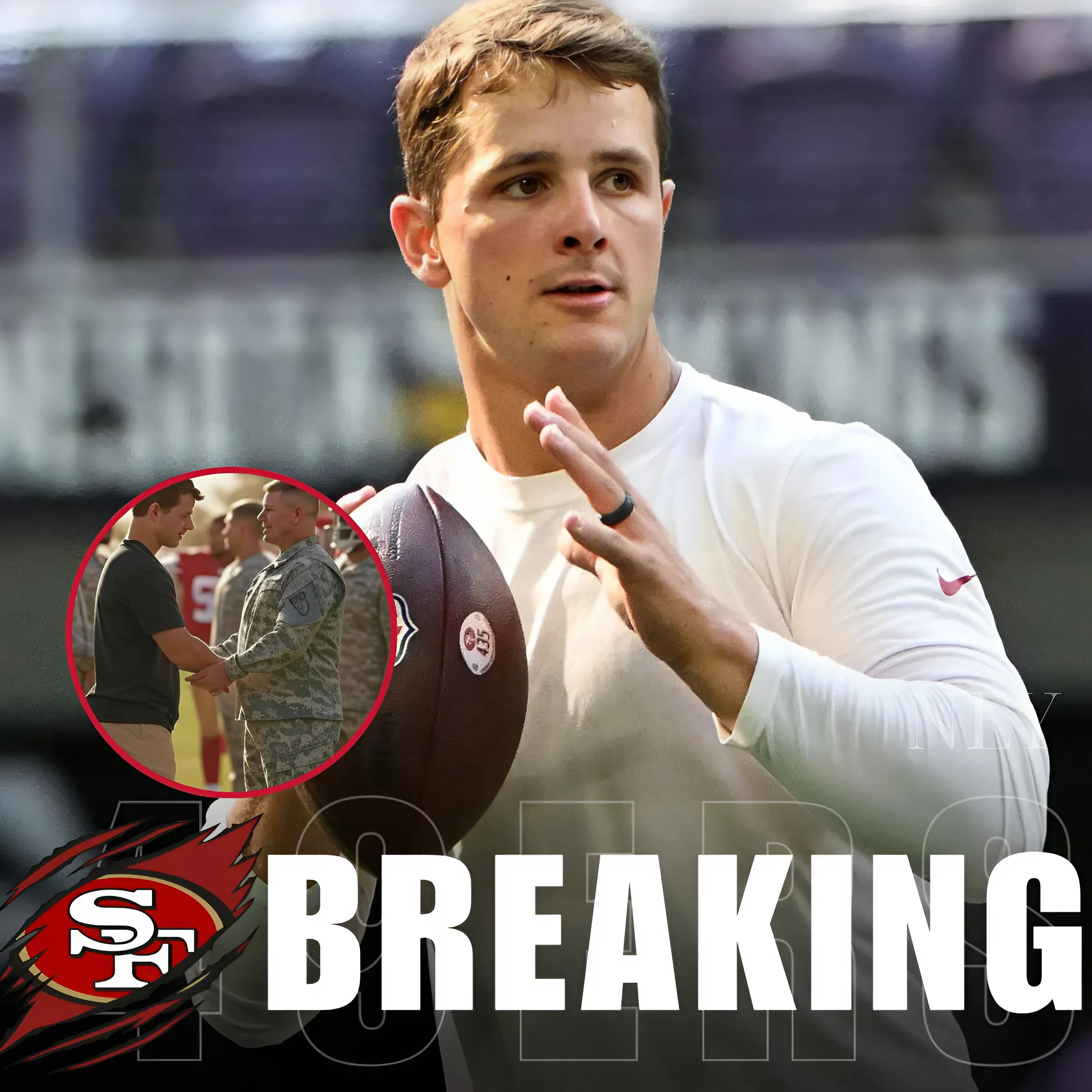 UNEXPECTED: Brock Purdy’s Quiet Tribute to Soldiers at 49ers Practice Sparks Powerful Reactions — What Did He Whisper? The energy at 49ers camp shifted the moment a group of uniformed servicemembers arrived — but it wasn’t the applause that made headlines. Brock Purdy, mid-practice, stopped everything, walked across the field, and greeted each soldier with a handshake and a hushed thank you. One onlooker swears he saw Purdy tear up. Another says he whispered something unforgettable. Now fans are asking: what’s the story behind Brock’s silent salute?... - ney