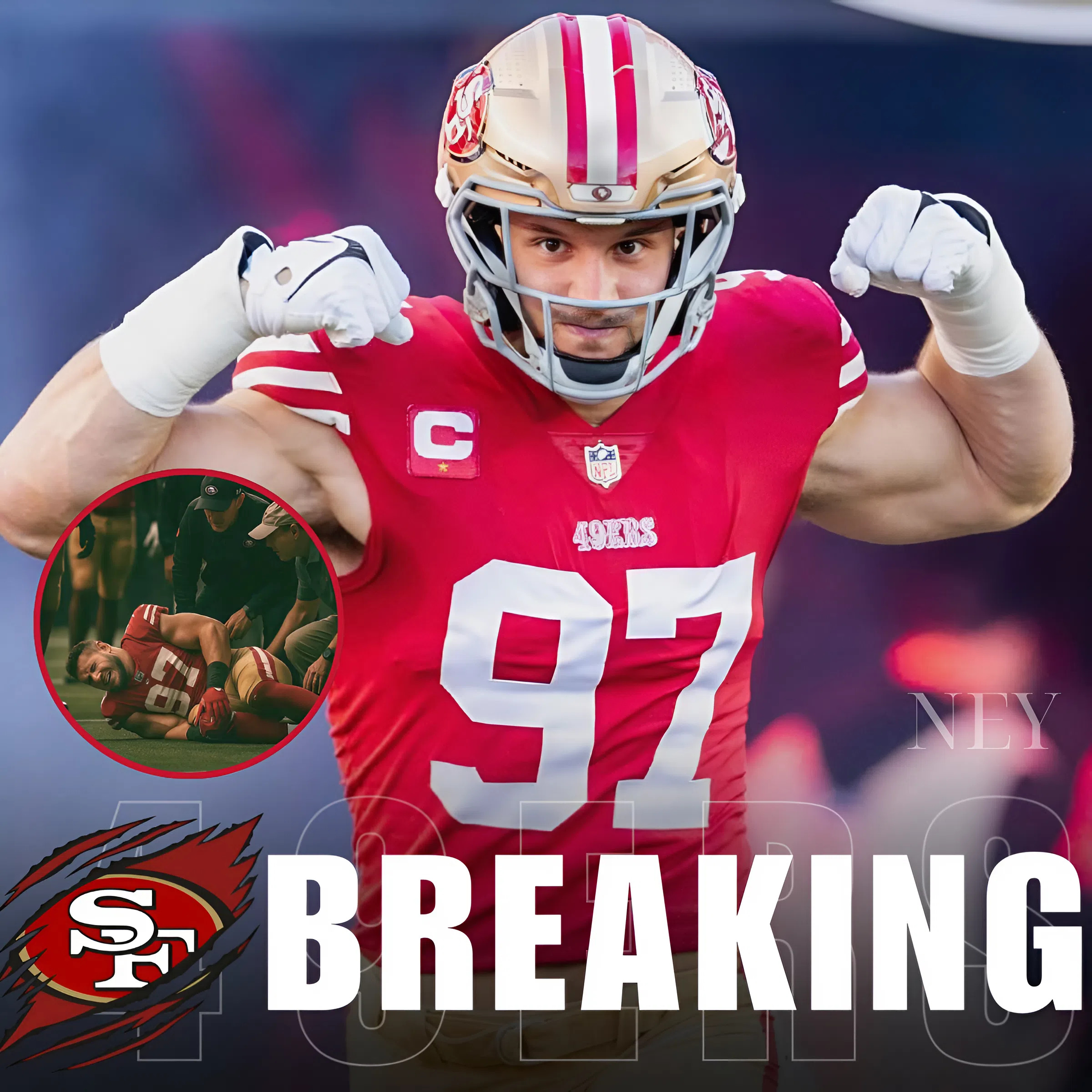 BREAKING NEWS: Nick Bosa sustained a major injury during a closed practice session, forcing the San Francisco 49ers to halt all tactical plans and convene an urgent meeting. Initial medical evaluations offer little optimism, raising fears about the strength of their defensive line. Some analysts warn that this setback could drastically alter how the 49ers approach the start of the new season. Will Kyle Shanahan’s squad manage to adapt — or will they face a challenging and vulnerable opening stretch?... - ney